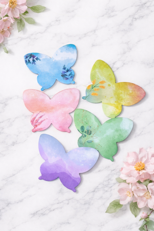 Post-it notes i sommerfugleform, assorterede farver